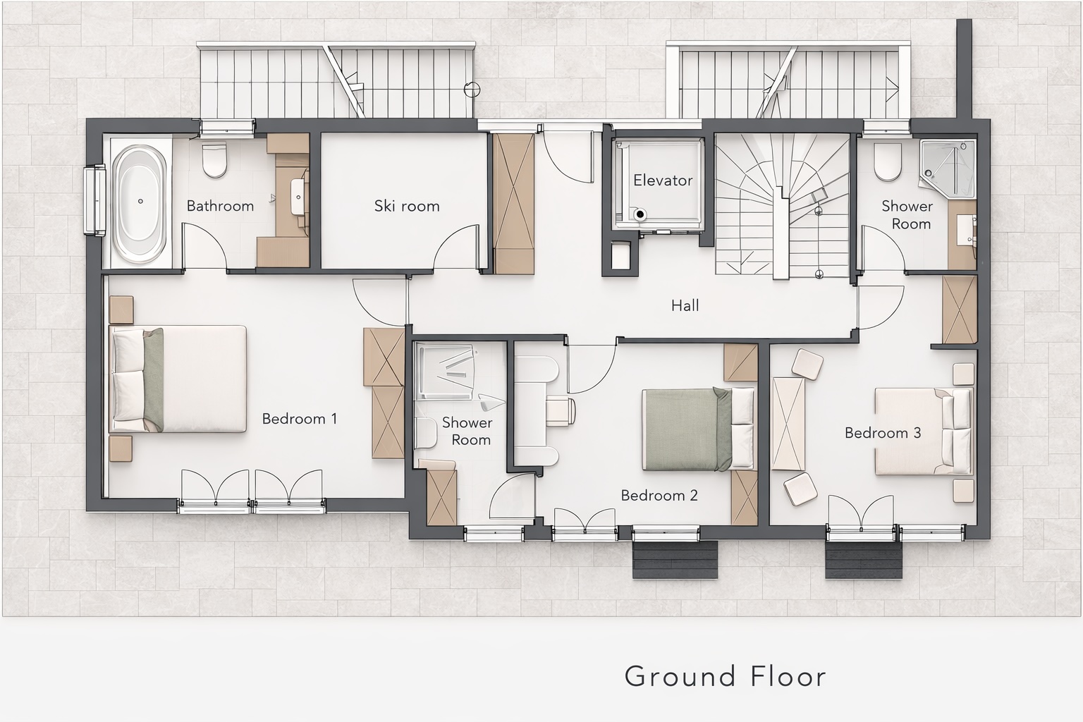 Technical architectural floor plan — before
